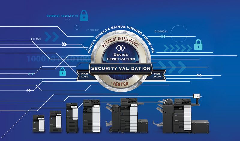 Η Konica Minolta με τη σειρά  εκτυπωτών γραφείου bizhub i-Series  λαμβάνει το Keypoint Intelligence  Security Validation Seal στις δοκιμές  διείσδυσης συσκευών  
